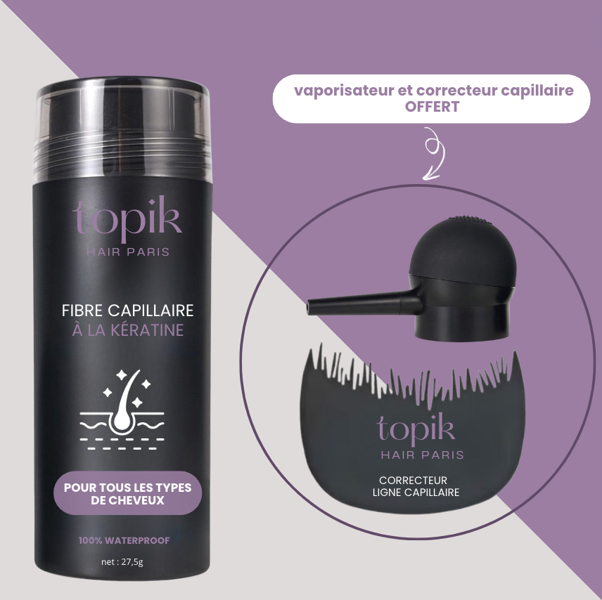 FIBRE CAPILLAIRE COUVRANTE &amp; DENSIFIANTE SANS TRANSFERT l TOPIK HAIR PARIS